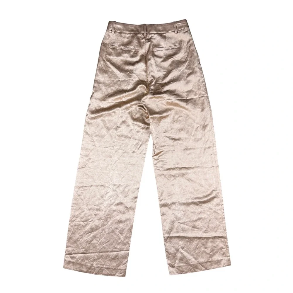 Banana Republic Brigitte‎ Wide Leg Satin Pant Women's 2 Casita Pink Linen Blend